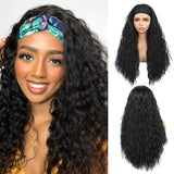 Water Wave Glueless Headband Wig Naturlal Black 180% Density