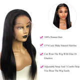 Straight 13x4  Transparent Frontal Lace Wig Naturlal Black 180% Density